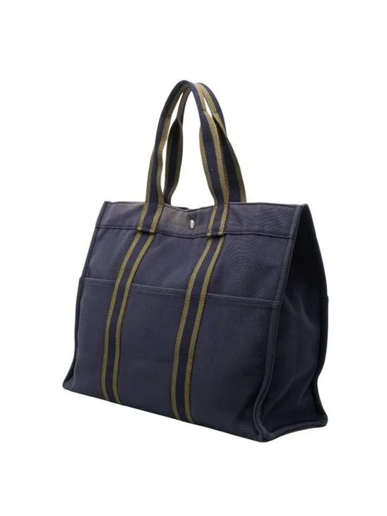 Hermes Fourre Tout GM Tote Navy Khaki Canvas - Picture 2 of 10
